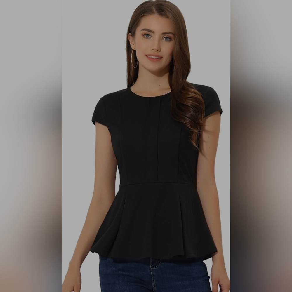 Allegra K | Pleated Front Peplum Top | Size XL